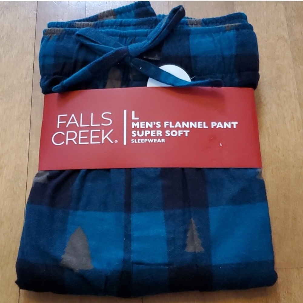 Falls Creek Men Christmas L 100% cotton pj pants and pants with elas